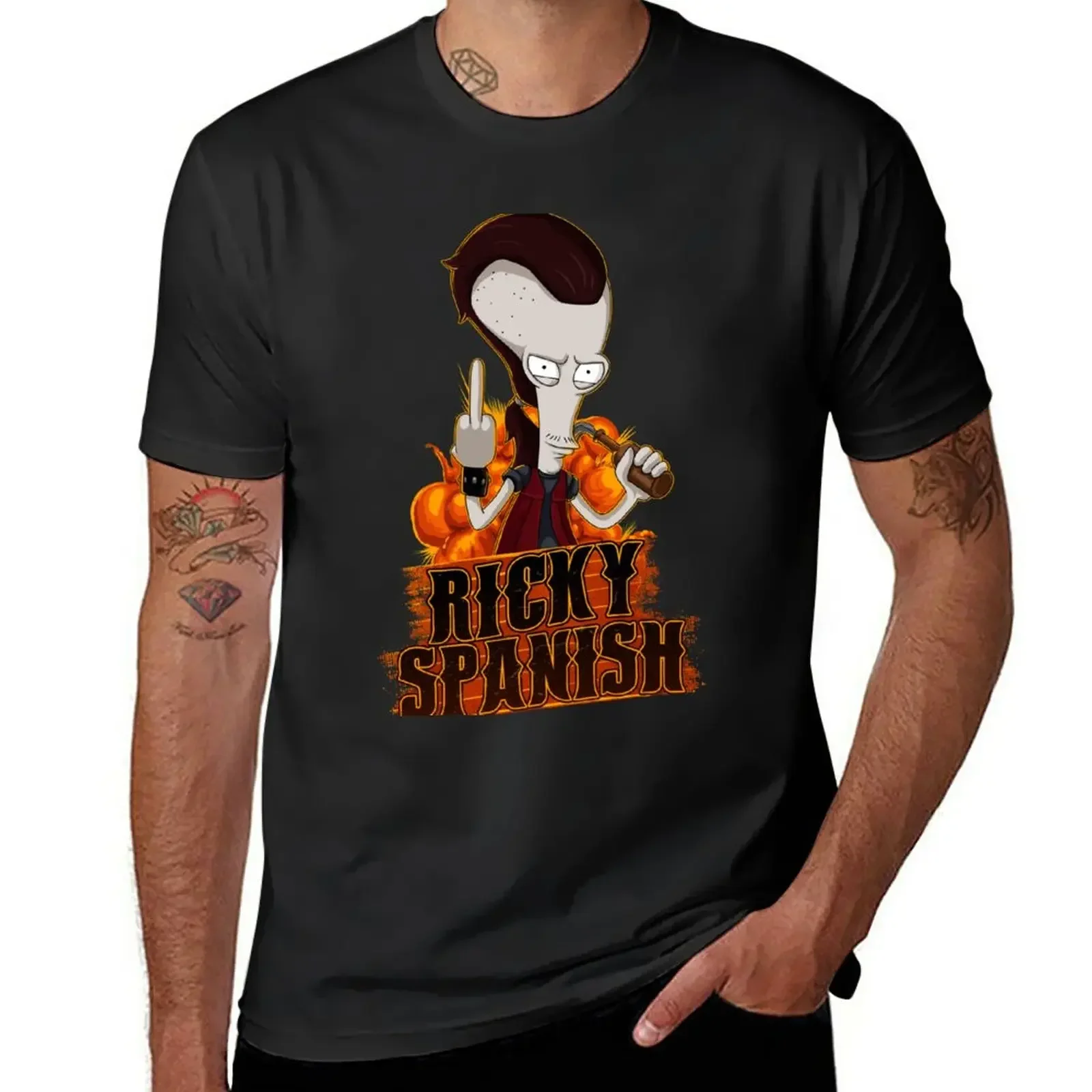 oversized t shirt men clothing Ricky Spanish T-Shirt manga vintage anime clothes custom t-shirt funny vintage graphic t shirts