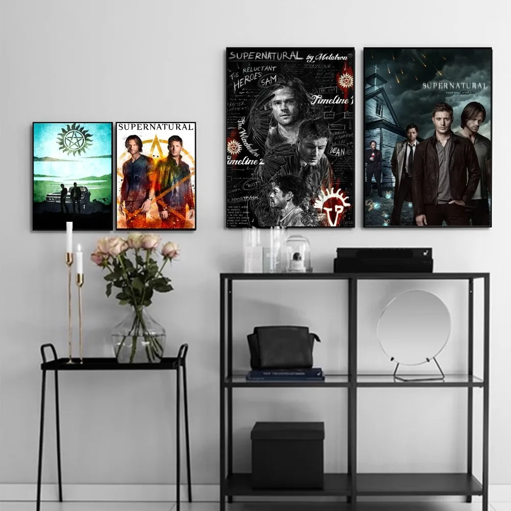 Tv Show Supernatural Poster Vintage Posters Sticky Retro Kraft Paper Sticker DIY Room Bar Cafe Kawaii Room Decor