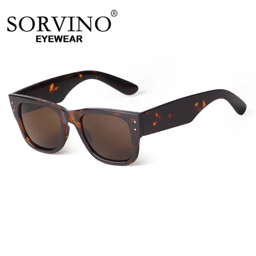 Imagen 2 del producto SORVINO Gafas de sol cuadradas de moda para mujeres y hombres Retro Vintage 70s Gafas de sol Sombras Marco de carey negro Protección UV