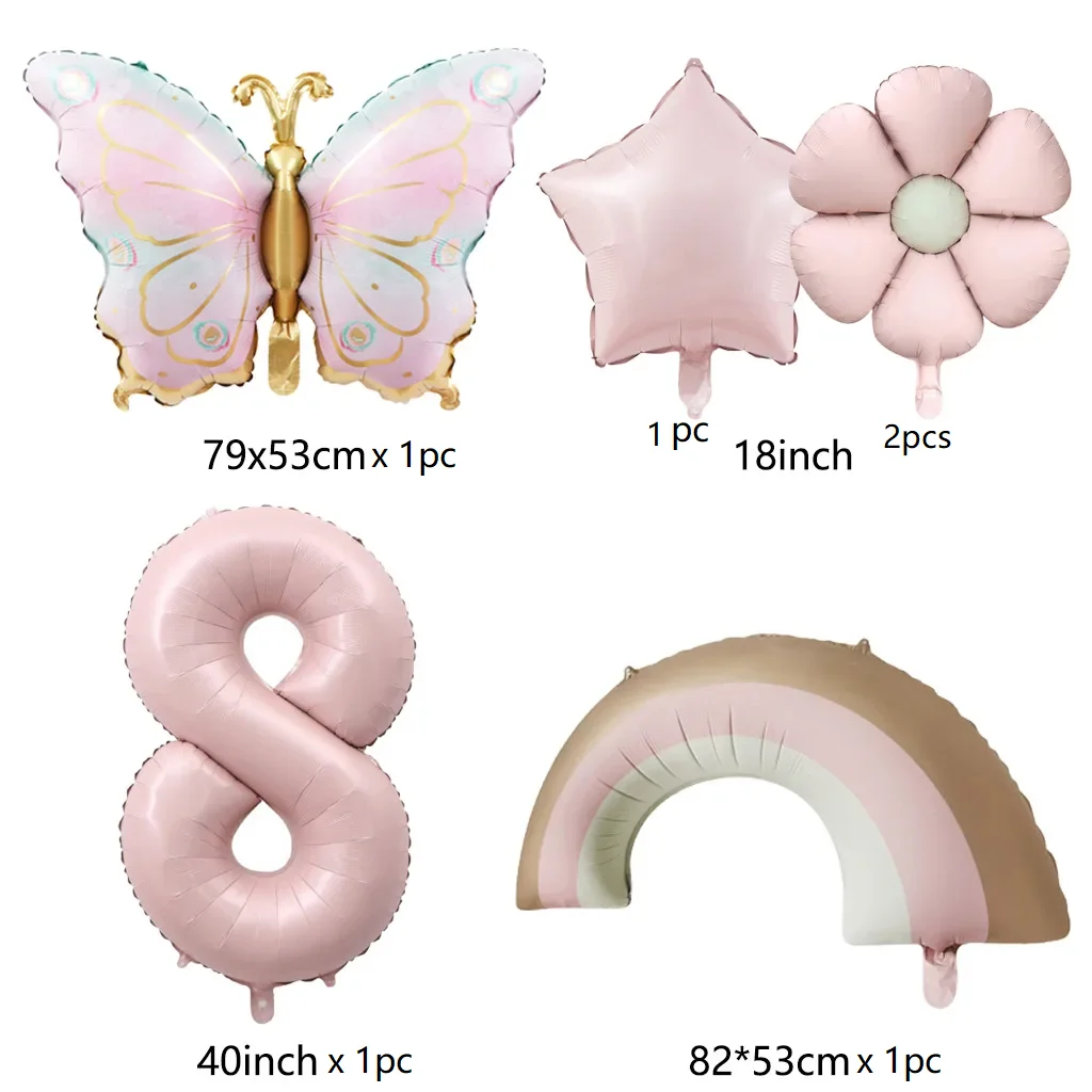 6 Stück Pastellrosa Schmetterling Aluminiumfolienballon für Mädchen Geburtstag Schmetterling Thema Hochzeit Party Dekoration Lieferungen – Detail 2