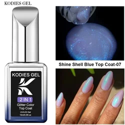 KODIES GEL Aurora Blue Glitter Top Coat Gel Nail Polish 15ML Semi permanent UV Iron Base Gel Varnish Gellak Manicure Nails Art