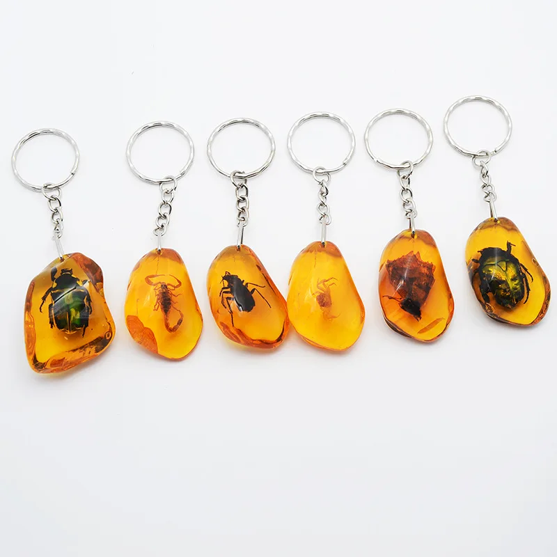 Creative Scorpion Keychain Car Keyring Key Holder Noctilucent Scorpion Amber Pendant Auto Pendant Handbag Wallet Pendant 6pc