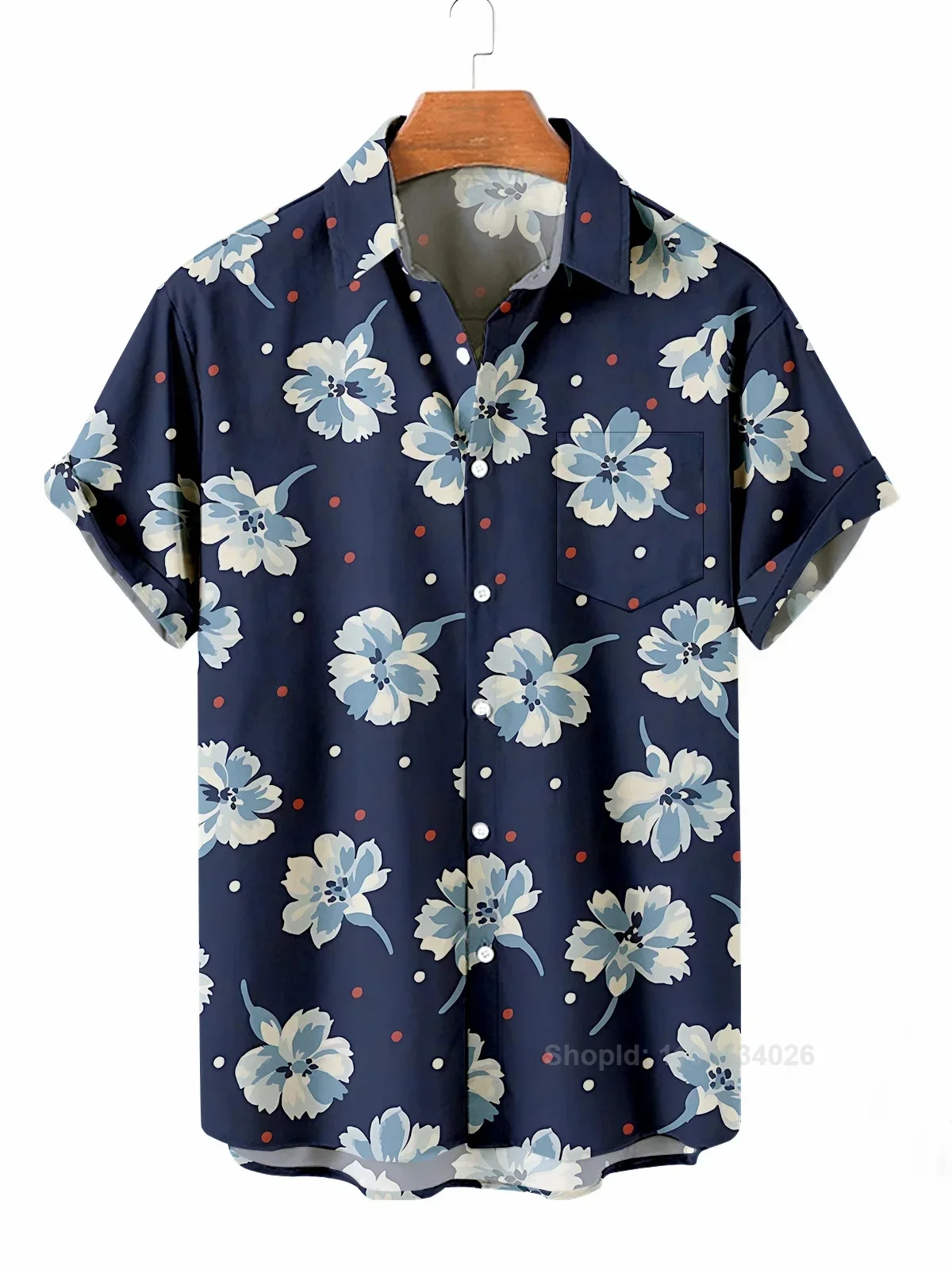 New Men's Flower Hawaiian Shirts Casual Vacation Short Sleeved Collar Button Up summer Fashion Steetwear For Mens