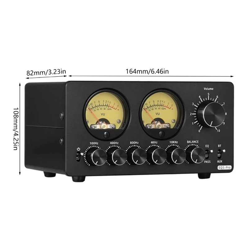 5-Band Adjustment Equalized Preamp Vintage VU Meter Accurate Display Analog Sound Processor for Speaker/Amplifier