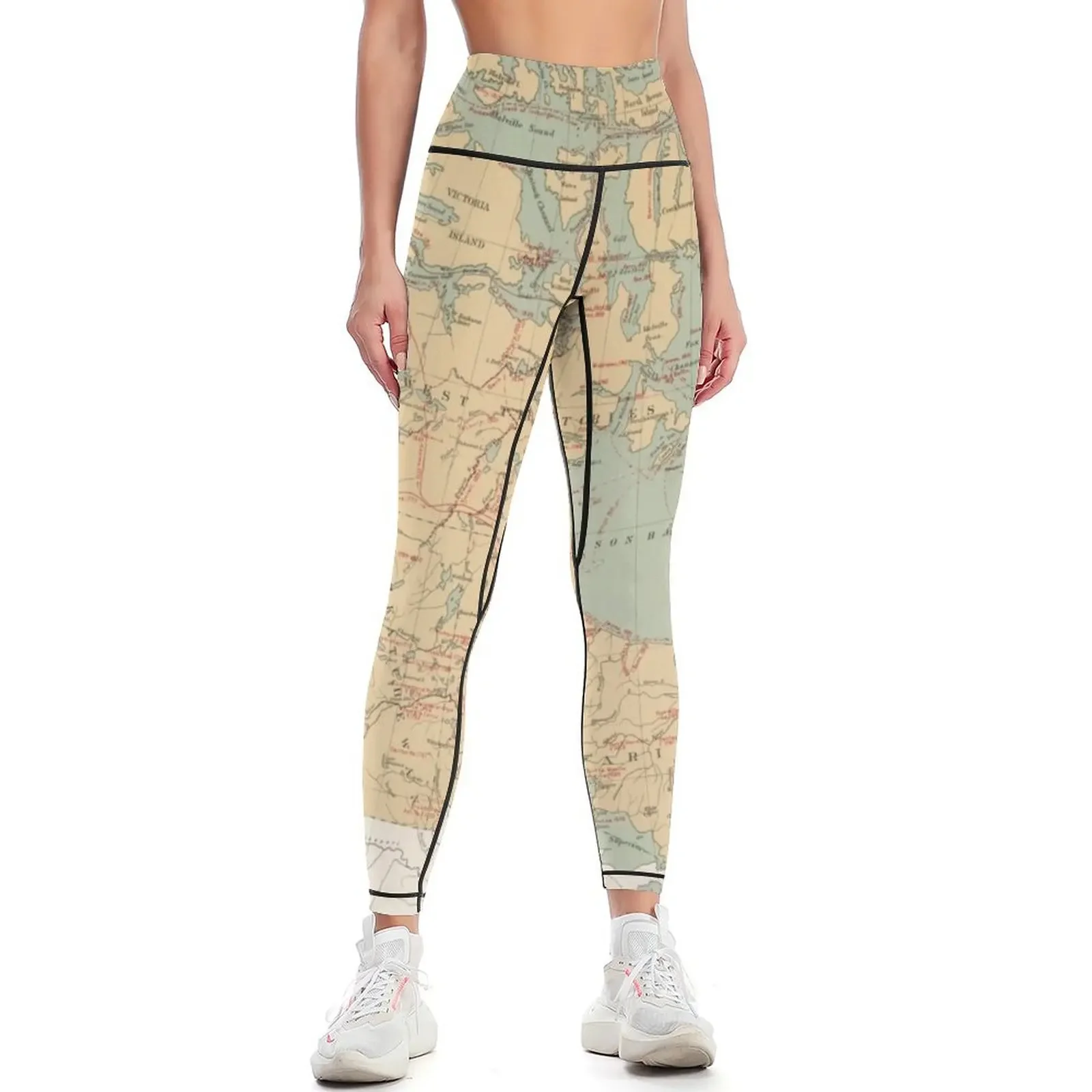 Vintage Canada Exploration Map (1915) Leggings for physical Women's fitness Training pants Womens Leggings