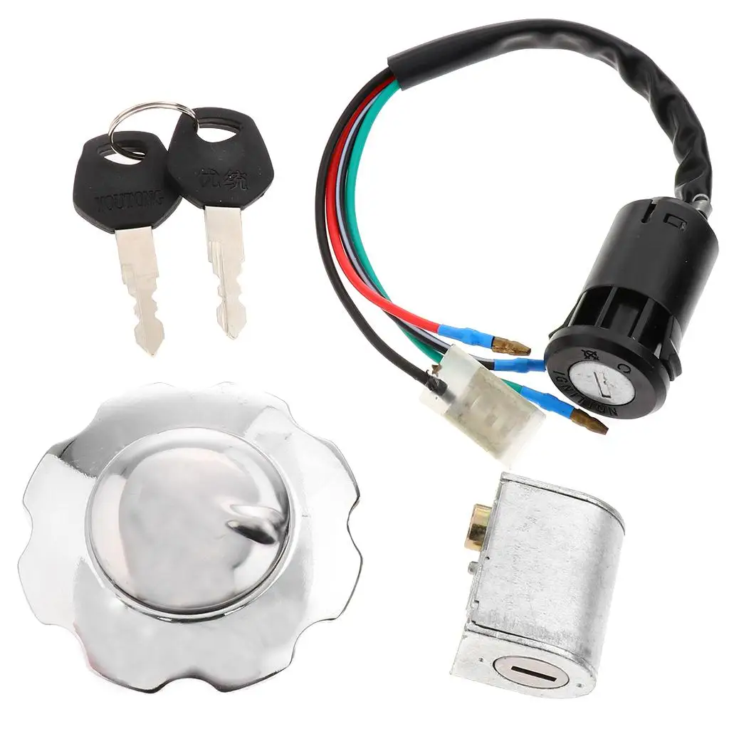 Universal Motorcycle Ignition Switch Key Starter Kill Switch Gas Tank Cover for Honda CG125 ZJ125 Durable Metal Part