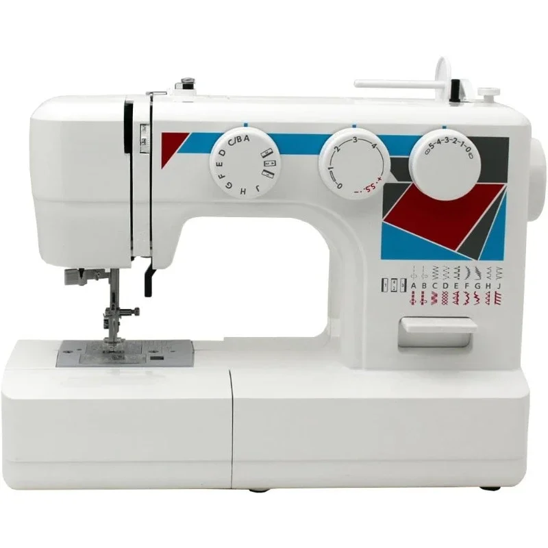 MOD-19 Easy-to-Use Sewing Machine with 19 Stitches, Automatic Needle Threader and 5-Piece Feed Dogs,white