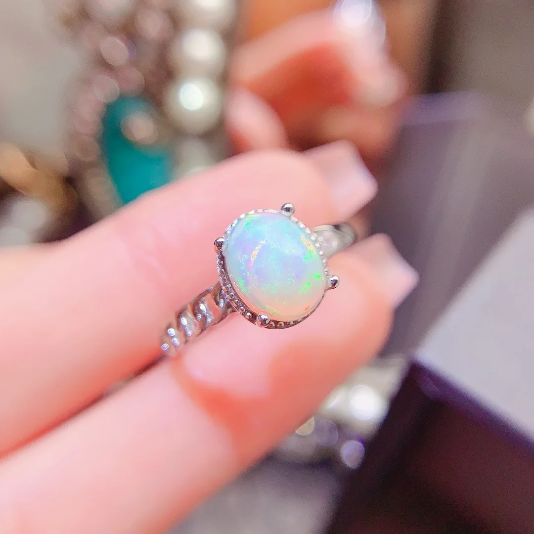 SHILOVEM 925 sterling silver real Natural opal rings classic fine Jewelry  women party gift  wholesale 7*9mm  lj070901ago