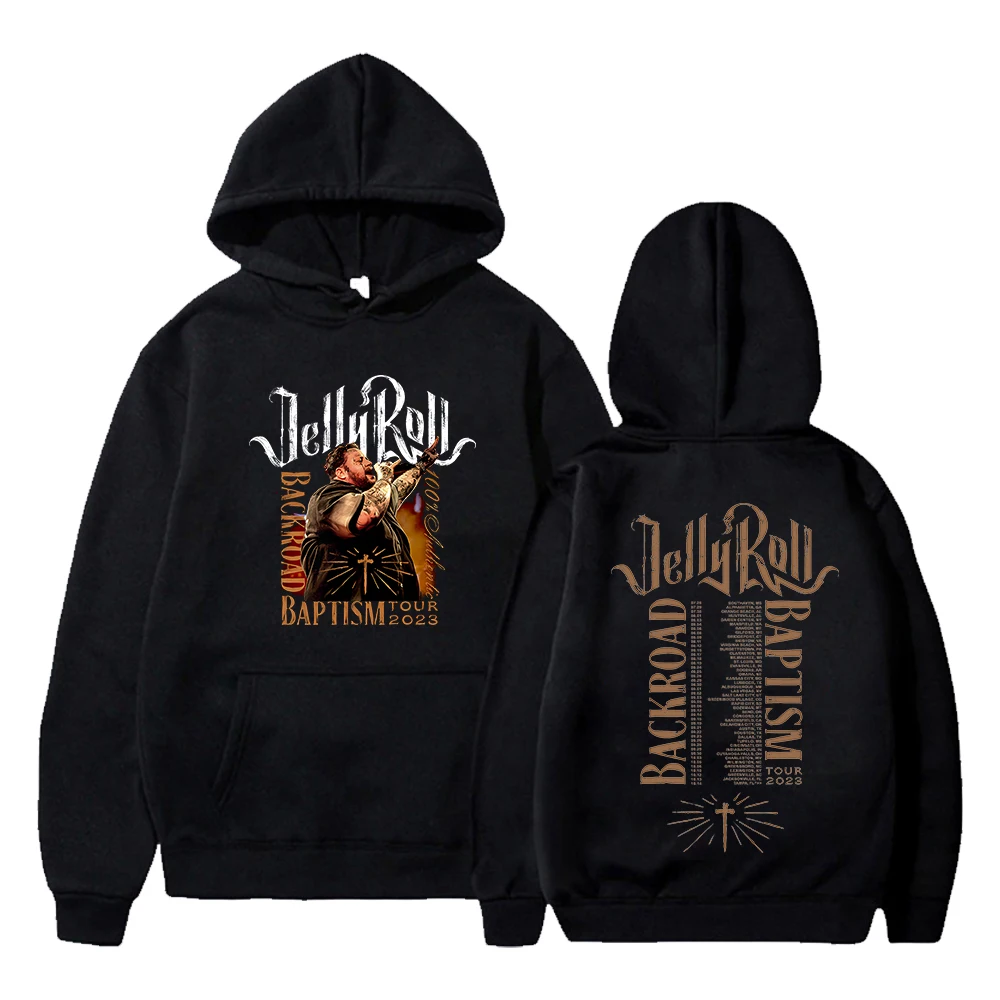 Jelly Roll-Sweat à capuche à manches longues pour hommes et femmes, Streetwear, Hip Hop, Backroad, Baptême, Tour du monde, Vêtements, 2023