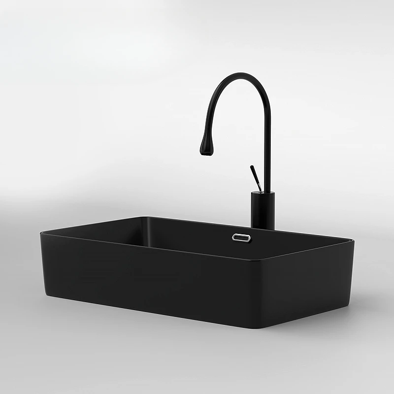 Black square basin ceramic bathroom bathroom with overflow deepening balcony wash basin