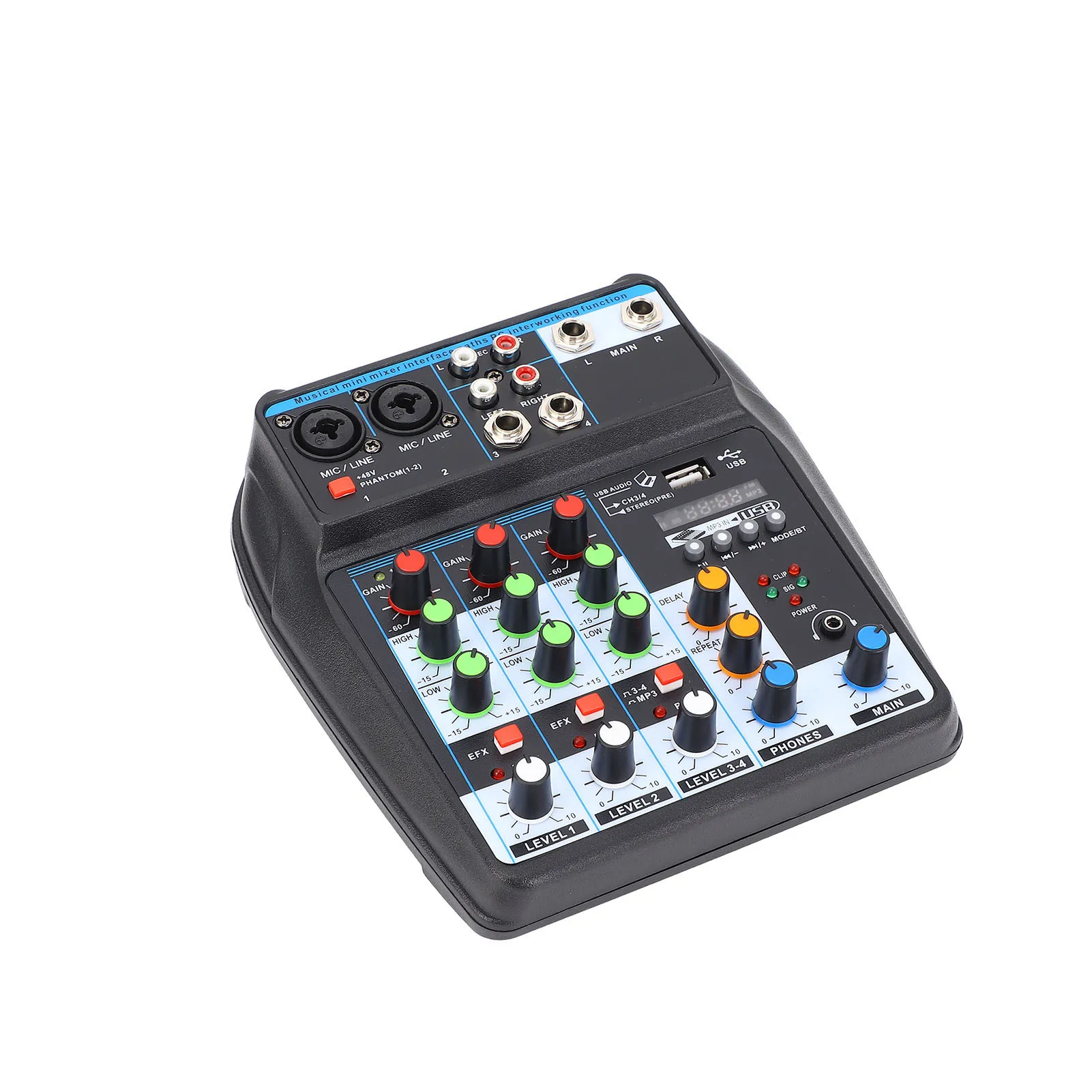 خلاط صغير محمول 4 قناة DJ الموسيقى الإلكترونية جهاز مزج الصوت لوحة الصوت وحدة التحكم لتسجيل الكمبيوتر الغناء البث عبر الإنترنت DJ المعدات #5