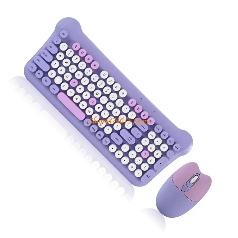 

K1AA Wireless Keyboard and Mouse Colorful 100 Round Keycap Compact Keyboard