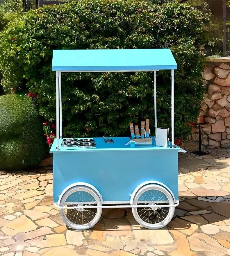 Commercial  Store Customized Ice Cream Cart Movable Display Cabinet Commercial Multifunctional Stall Cart Cart