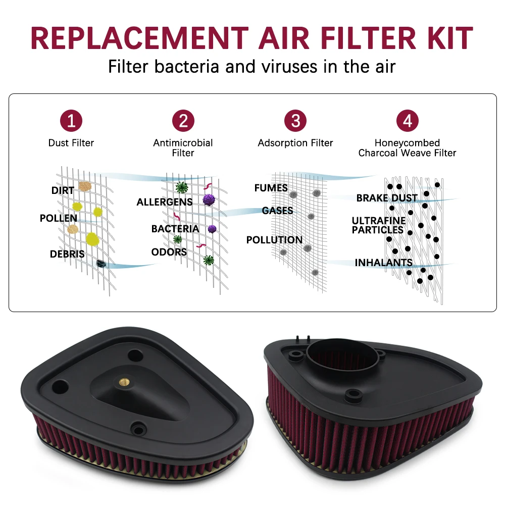 

For Harley Davidson Touring 2017-Up Motorcycle Air Filter Flow Engine Element