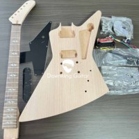 Electric Guitar Full Set Kits Unfinished Explorer Electric Guitar DIY Mahogany Body 6 Strings Free Shipping