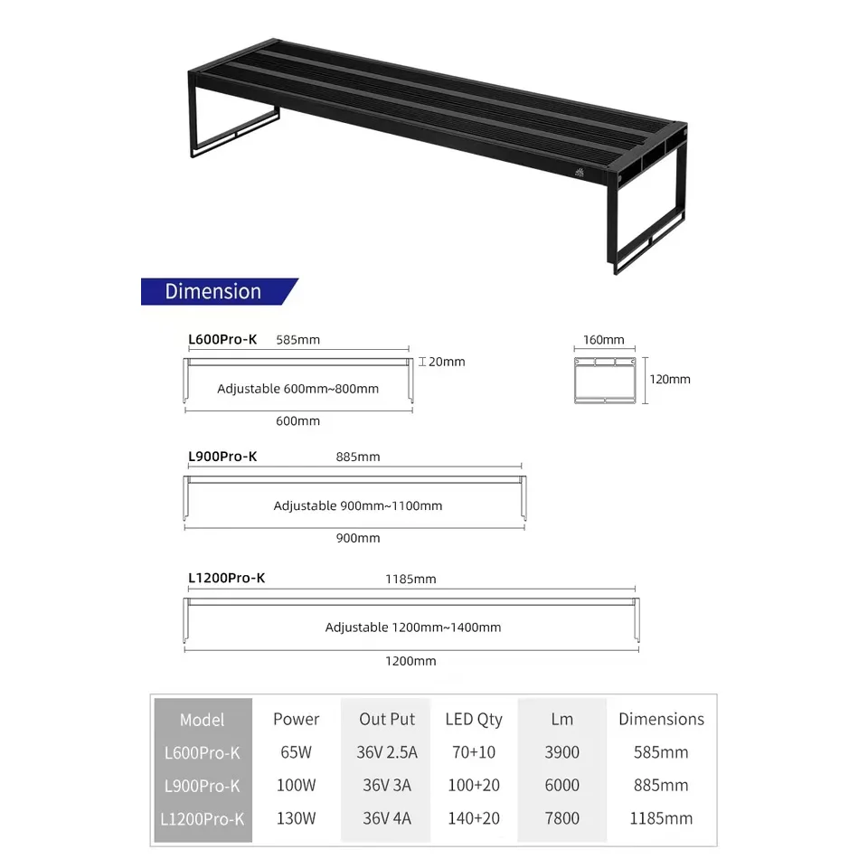 WEEK AQUA L Series APP التحكم باهتة ومؤقت RRB + UVA إضاءة حوض السمك مصباح ليد مزروع #3