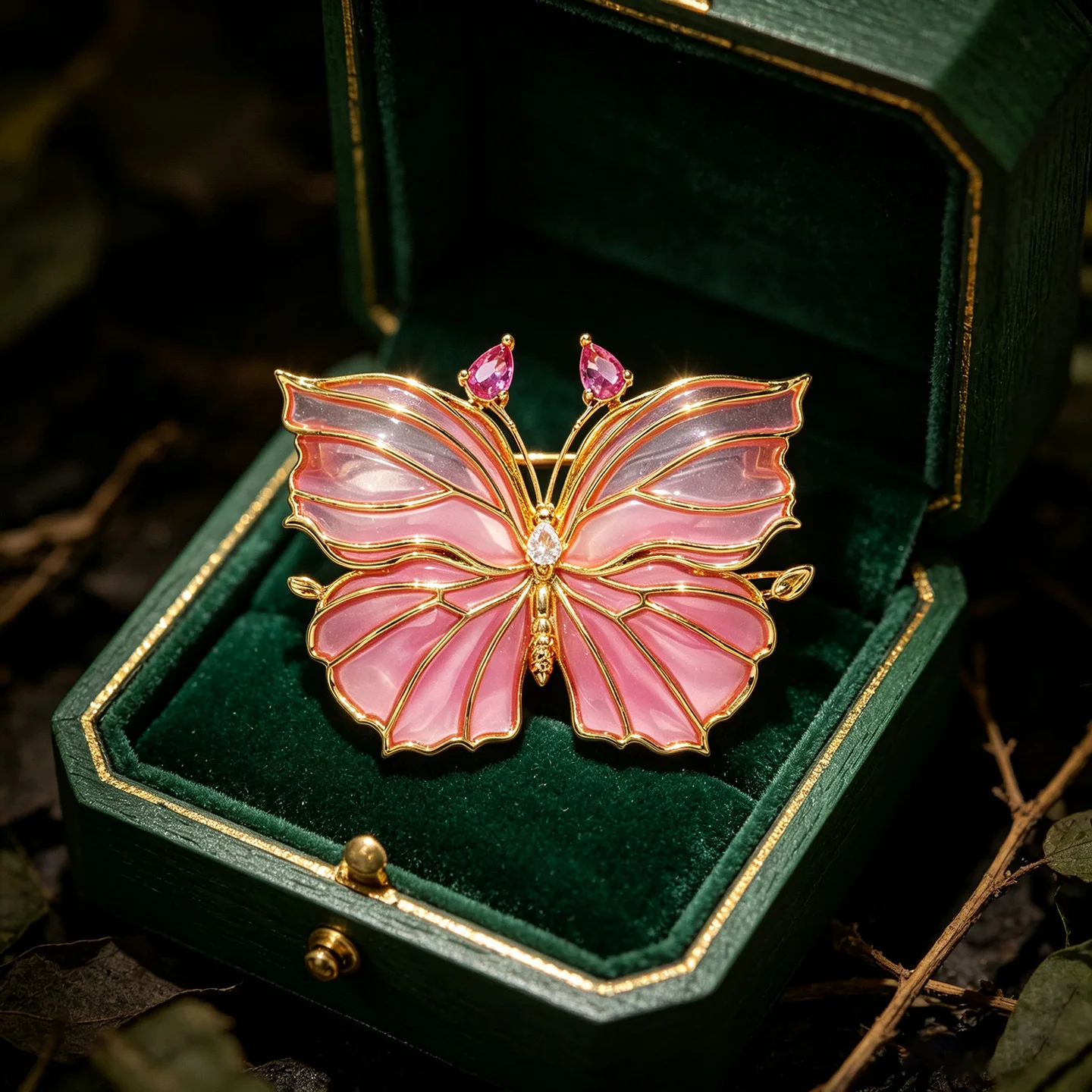 Niche Design Translucent Enamel Butterfly Corsage, Metal Gold Border Brooch, Elegant Lapel Pin for Suit Overcoat Clothing