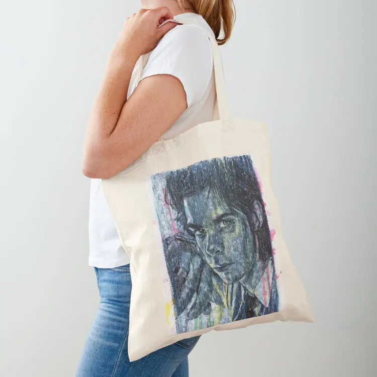 

Nick Cave - Nicholas Edward Cave - Hand Drawn Oil and Ink Portrait Tote Bag Shopper bag Canvas shoulder bag free delivery bags