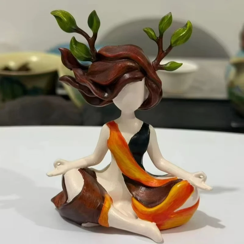 Resin Meditating Statue Multi-Purpose Yoga Girl Inner Harmony Figurine Ornaments Calming Sculptures Office Desk