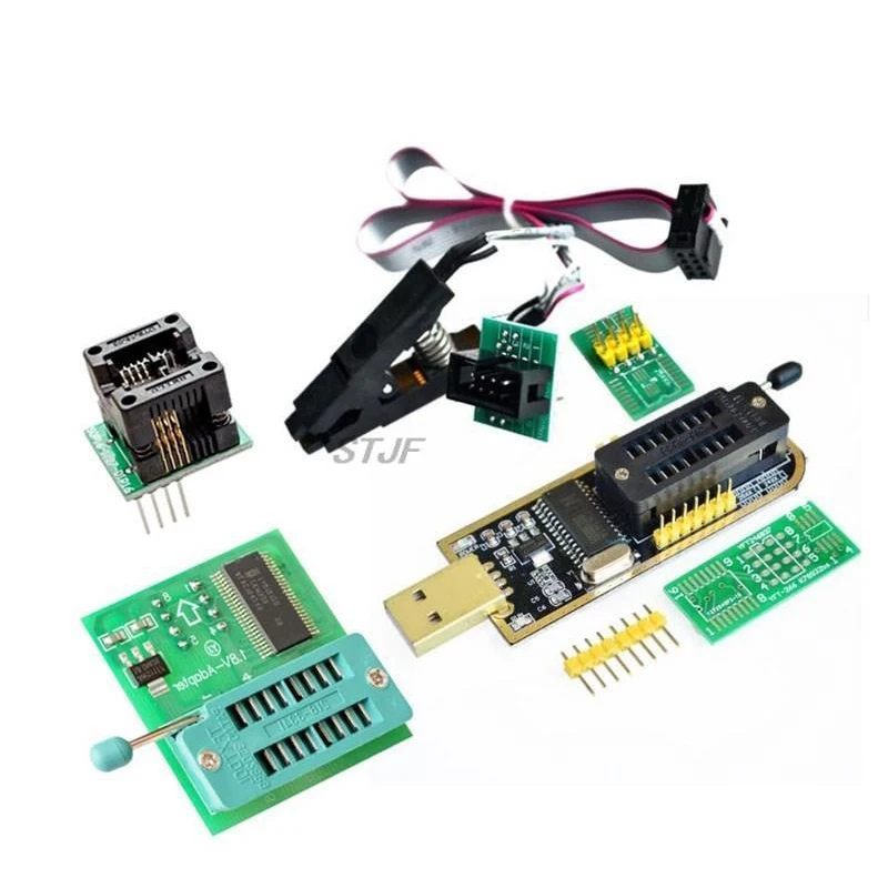 CH341 24 25 Series EEPROM Flash BIOS USB Programmer Module + SOIC8 SOP8 Test Clip + 1.8V adapter + SOIC8 adapter DIY KIT