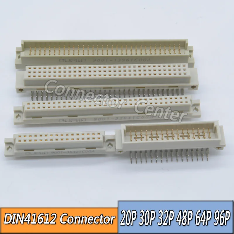 DIN41612 Din Connector Dual Row 3Row 20P 30P 32P 48P 64P 96PIN Right Angle Vertical