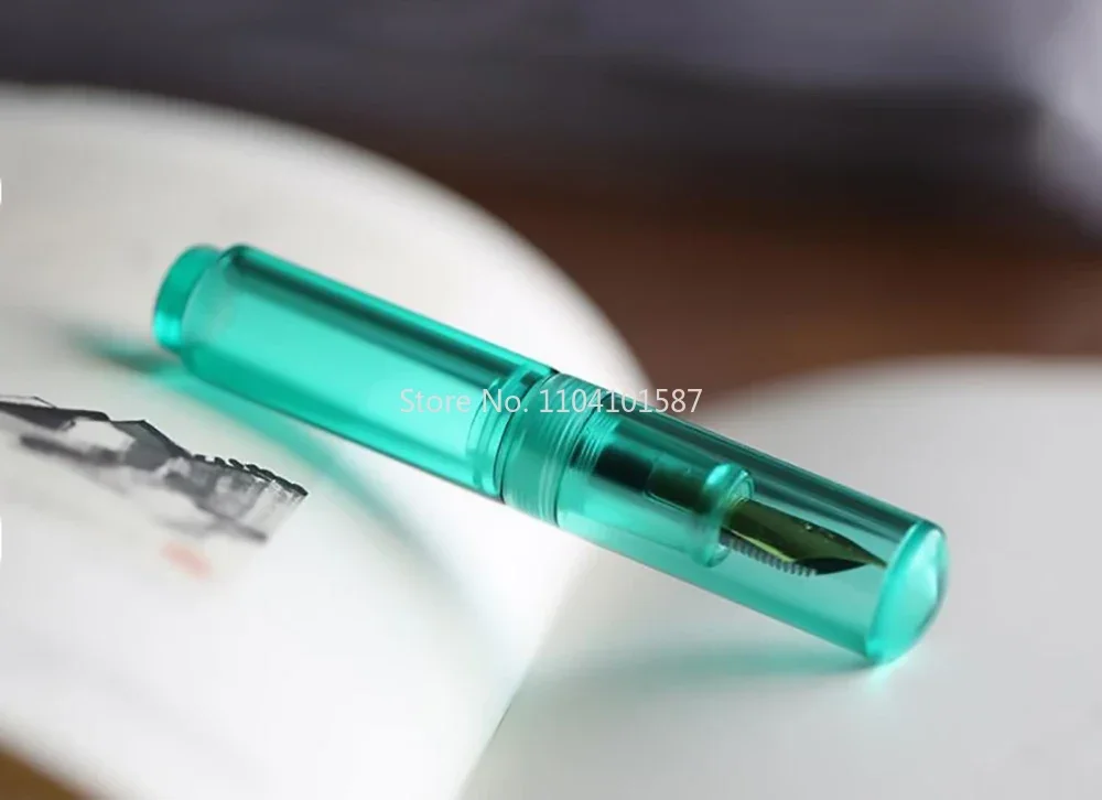 Majohn  Wancai Forest Green Portable Mini Transparent Palm Short Fountain Pen, Travel Ink Pen Iridium EF/F Nib Writing Gift Set