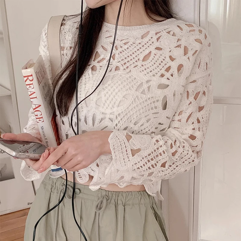 Liangliang, novedad de verano para mujer, diseño Sensation, suéter corto hoado de punto con protección solar, prendas de pu...