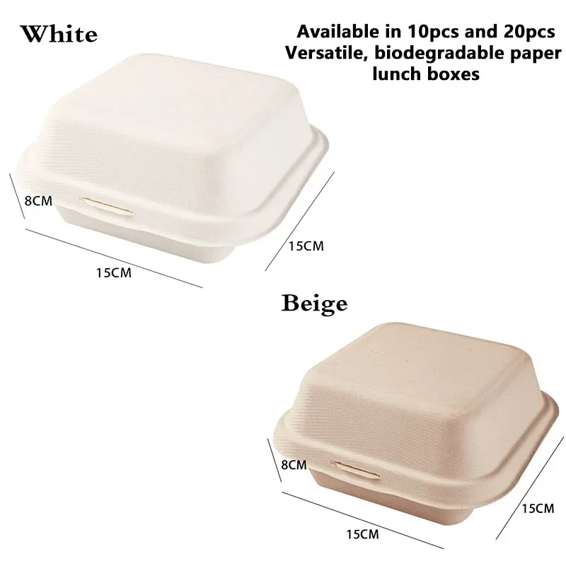 10/20PCS Disposable Biodegradable  Hamburger Box,Bento Lunch Box Baking Cak Food Containers Dessert Protection Snack box