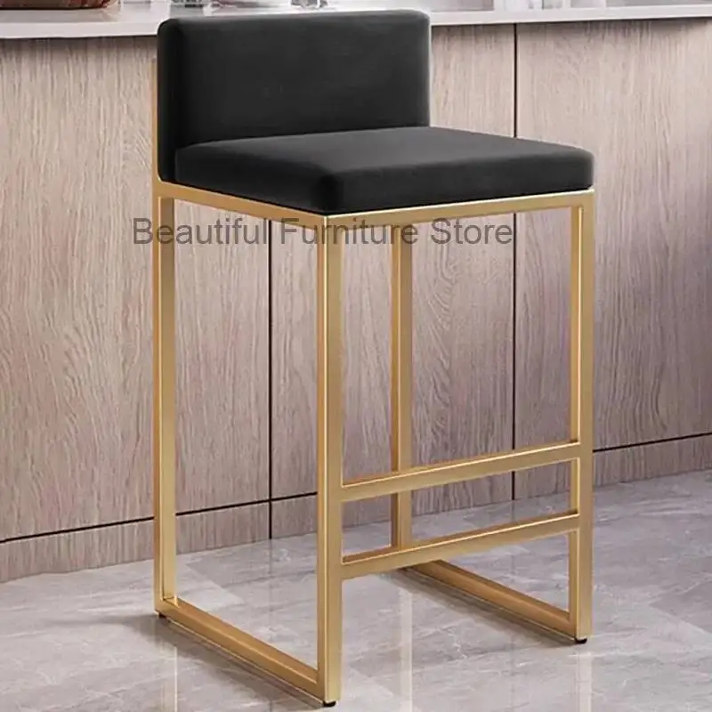 

Chair Gold Bar Luxury Modern High Metal Make Up Dining Chair Minimalist Design Vanity Chaise Longue bar lounge Furniture