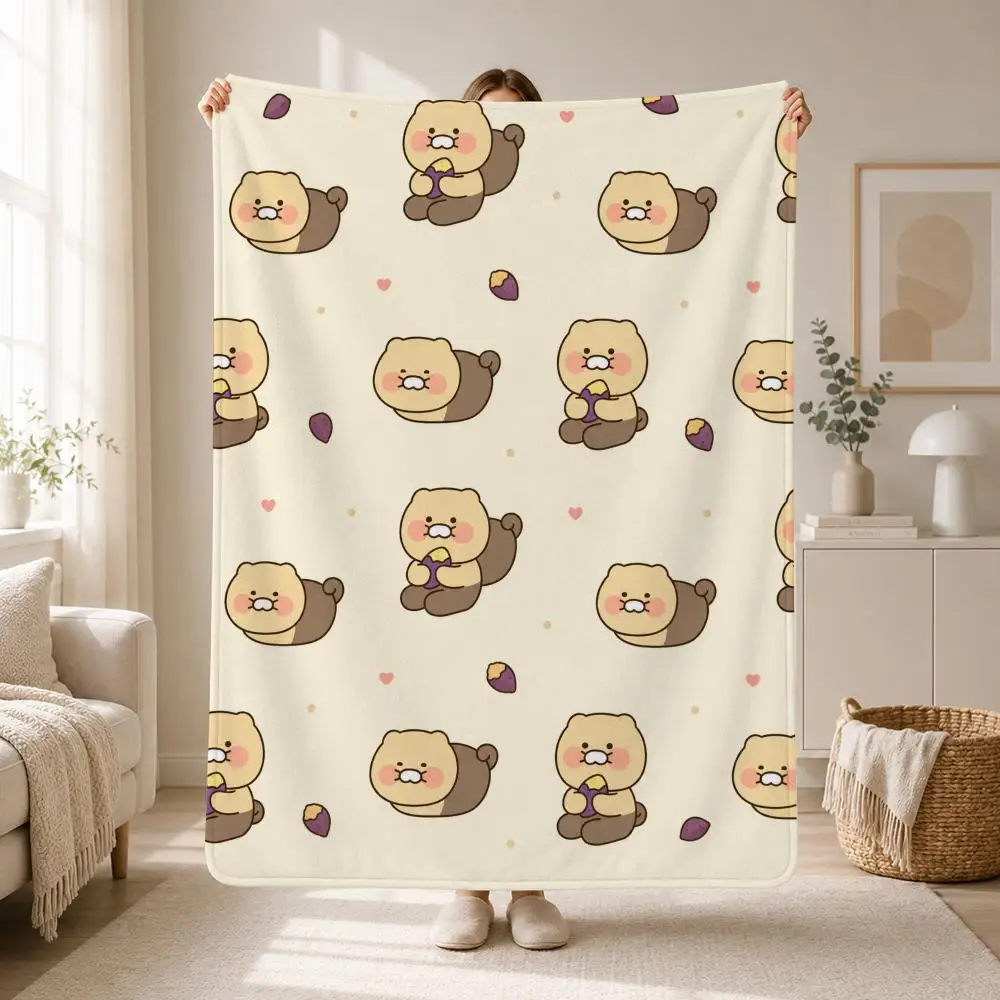 Cute Adorable Character Choonsik Throw Soft Plush Flannel Throw Blanket Sofa Bed Travel Home Decor