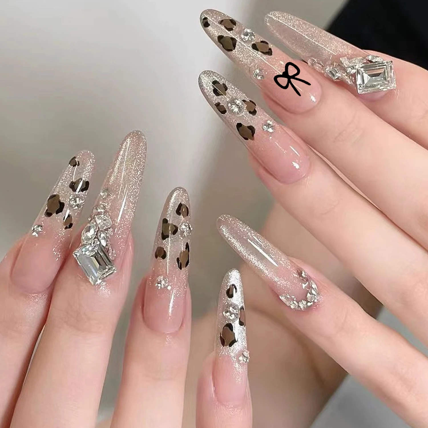 3pc popular leopardo impressão 3d adesivos de unhas bonito animal impressão diy manicure suprimentos francês coreano ouro preto arco unhas arte decalques