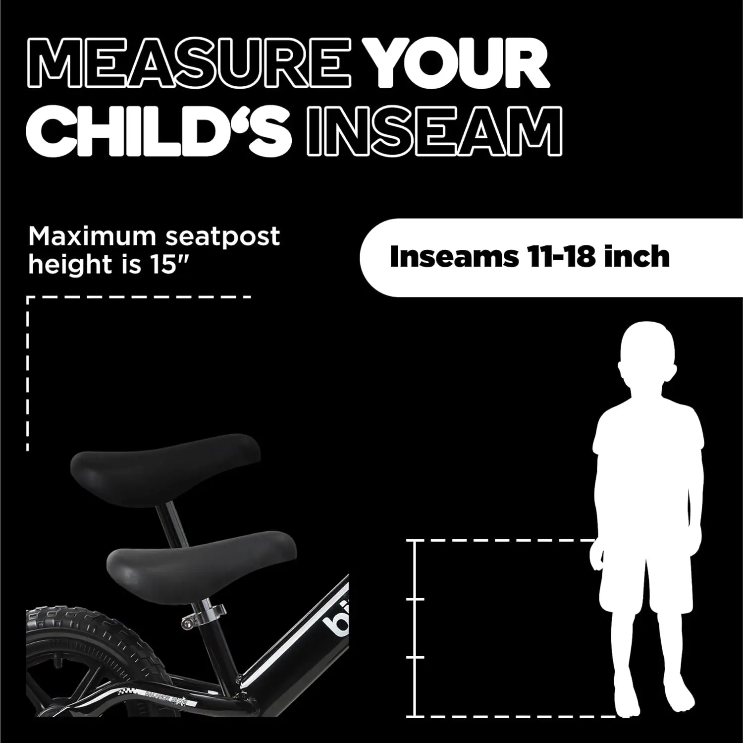 12インチのトレーニングバイク、子供と幼児向け、3歳、4歳、5歳の子供向け、ペダルなしの自転車、男の子または女の子向け - ブラック