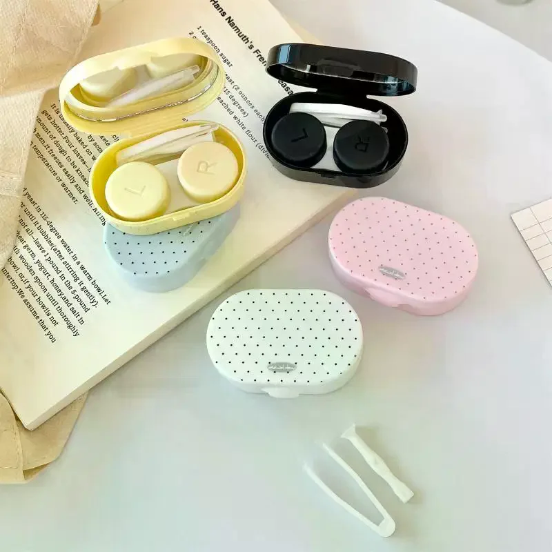 Lens Storage Box Lightweight Polka Dot Contact Lens Case Contact Lens Case Soft-Shell For Daily Home Use Business Trips Contact