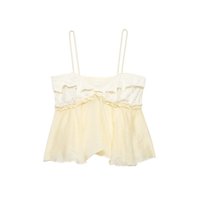 New Lace Patchwork Lingerie-Style Top, Fashionable and Versatile, Elegant and Graceful