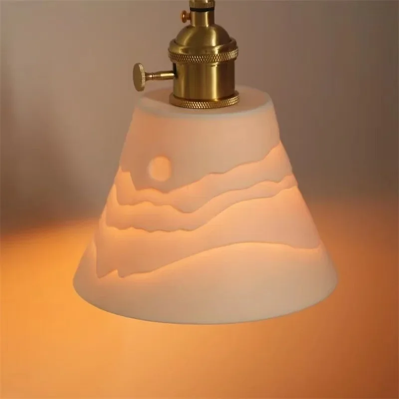 

Japanese Style Bedside Chandelier Bedroom Single Head Modern Minimalist Small Chandelier Atmosphere New Ceramic Wall Lamp