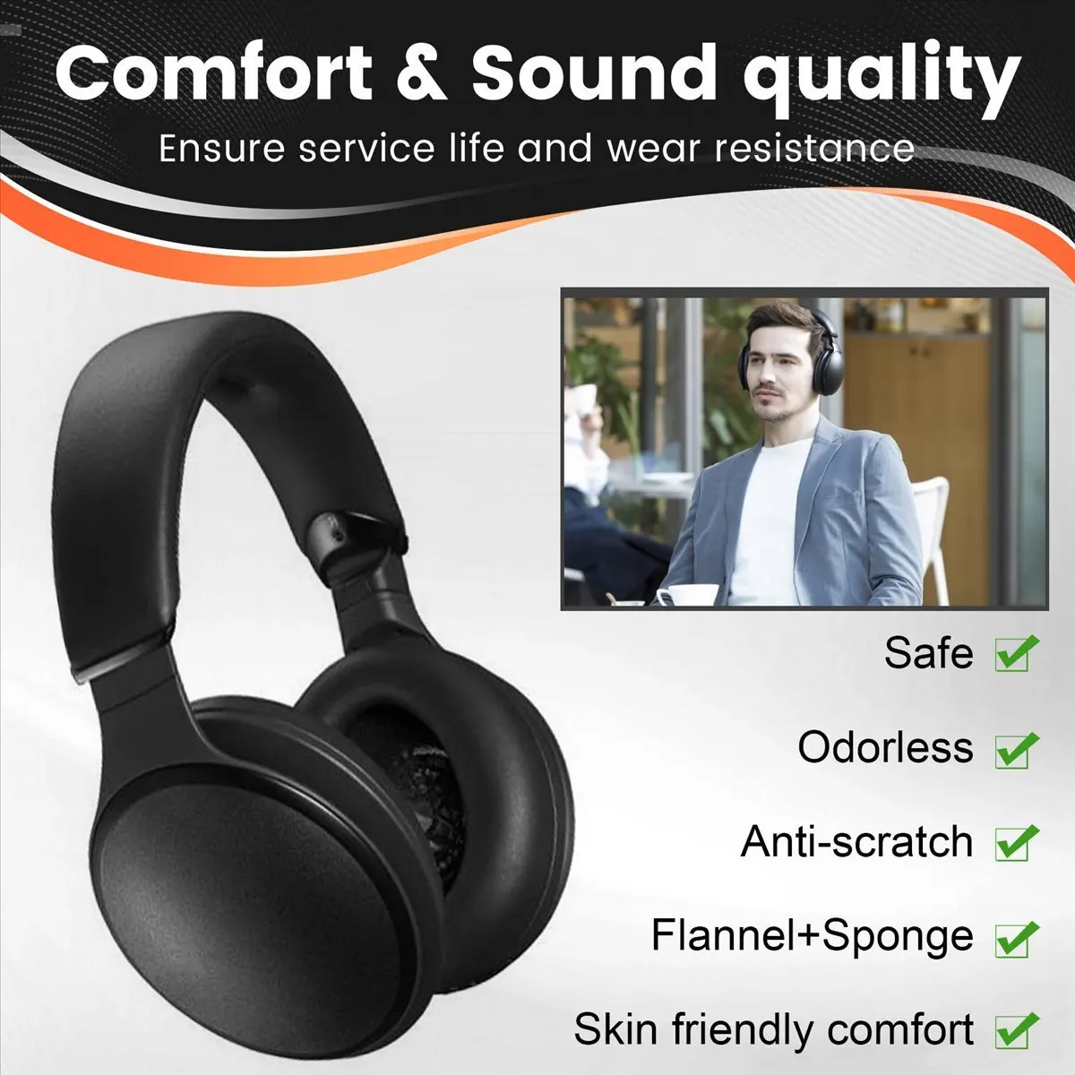 【ELEVATE LIFE】1pair Flannel Sponge Ear Pads Cushion Cover Earpads Replacement for RP-HD605N HD601N HD805N Headset Brown