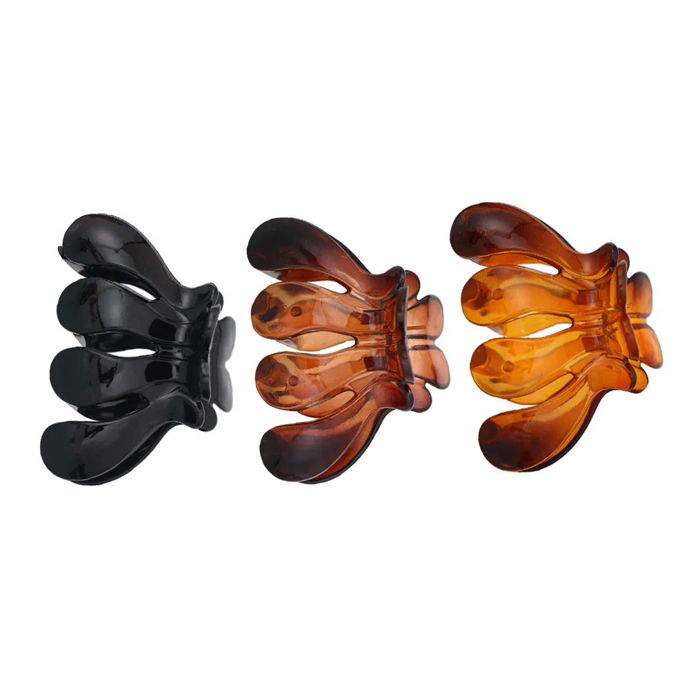 

3pcs Four Hair Clip Acrylic Durable Long Life Adjustable Girl Claw Clips Hairstyle Tool Ponytail Holder Hair Care