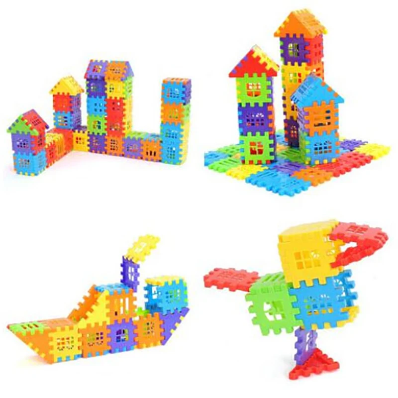 44pcs/lot Baby Paradise House spelling puzzle plastic blocks City DIY Creative Model Figures Educational Kids Toys