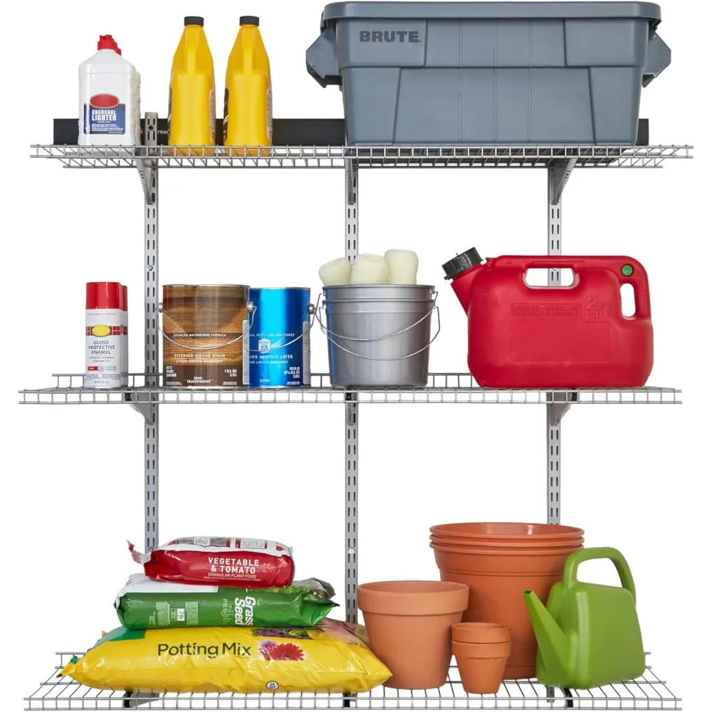 Rubbermaid Fasttrack Wall Storage System: 48x16 3-tier Kit, Supports 350 Lbs