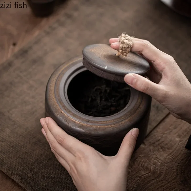 Ceramics Tea Caddy Moistureproof Sealed Jar Storage Jars Candy Jar Tea Containers Tea Box home Storage Organizers Storage Box