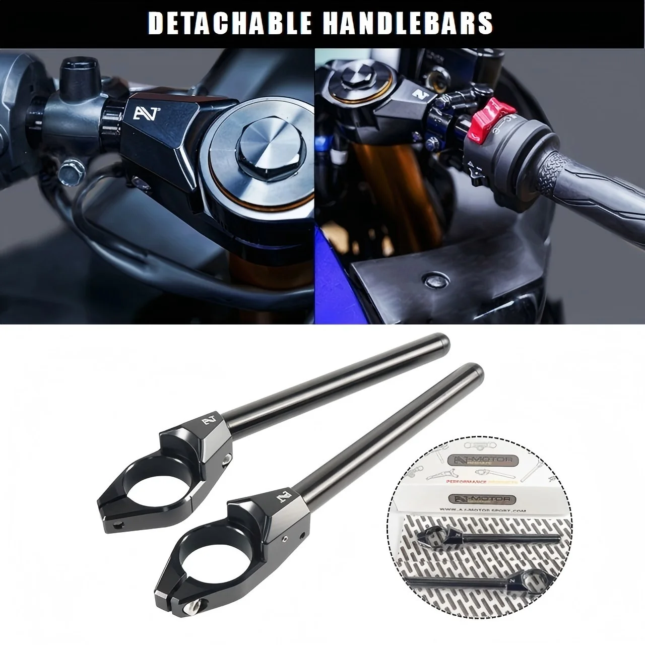 Motorcycle Racing Clip-On Handlebars for Yamaha YZF-R3 2019-2025, Lightweight Detachable CNC Handlebars