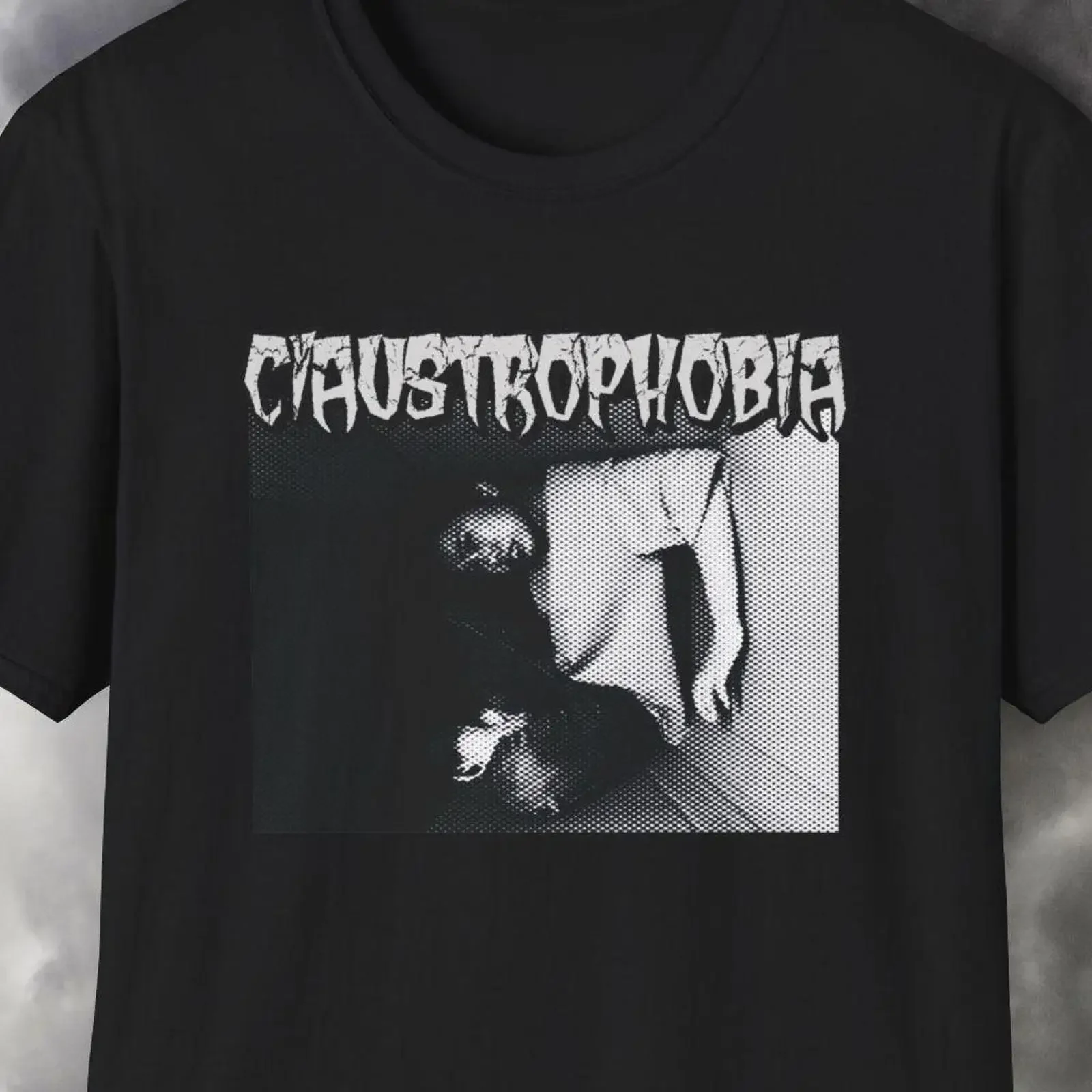 Camiseta gótica con estampado de claustrofobia, talla pequeña, para fobia a espacios confinados, ropa casual urbana, estilo vintage lavado, ropa de diseñador, transpirable, unisex