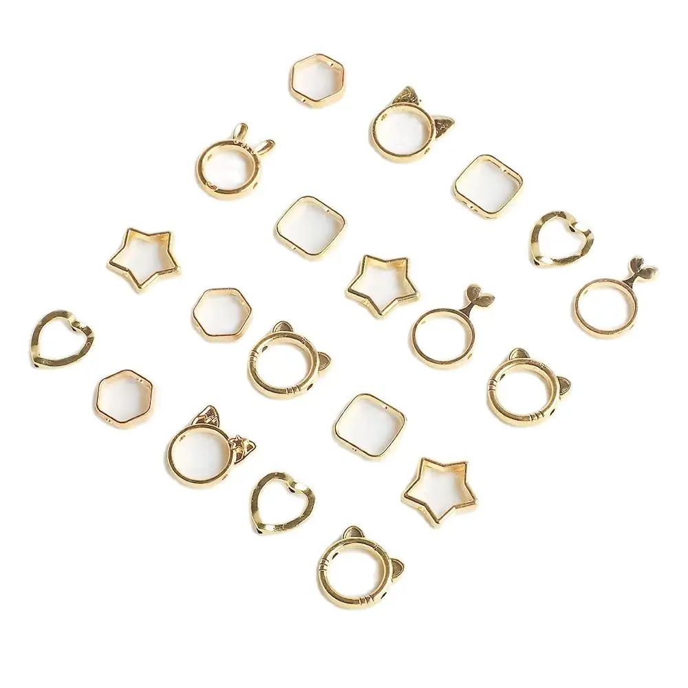 20Pcs Tibetan Silver Gold Hollow Square Hexagon Star Shaped Ring Spacer Beads Cap DIY Bracelet For Jewelry Making Accessories