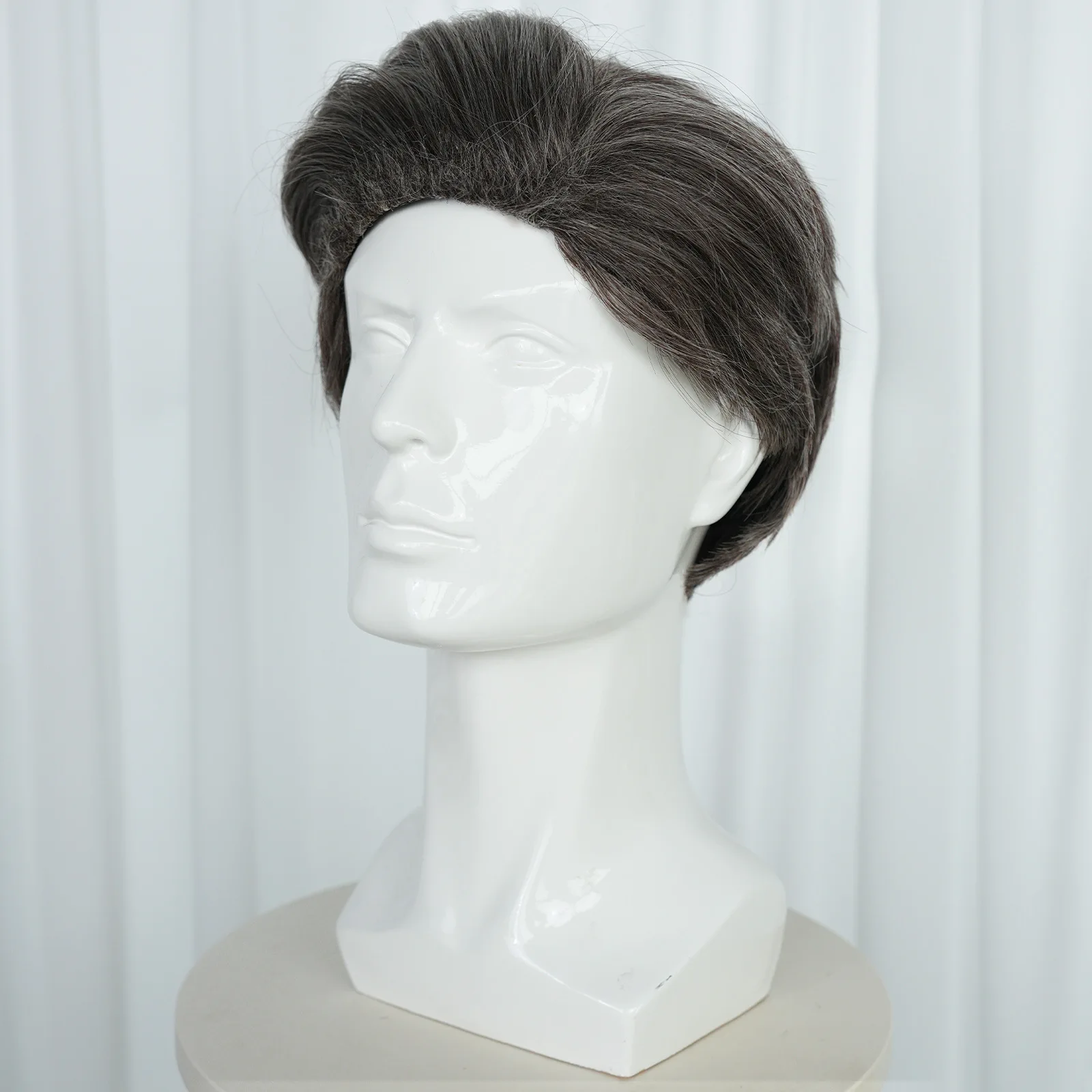 Peruka do cosplay inspirowana Doktorem Zmarnieniem |   Peruka męska w stylu Avengers, szaro-czarna, krótka, z grzywką zasuniętą do tyłu. |   Syntetyczna peruka do kostiumu