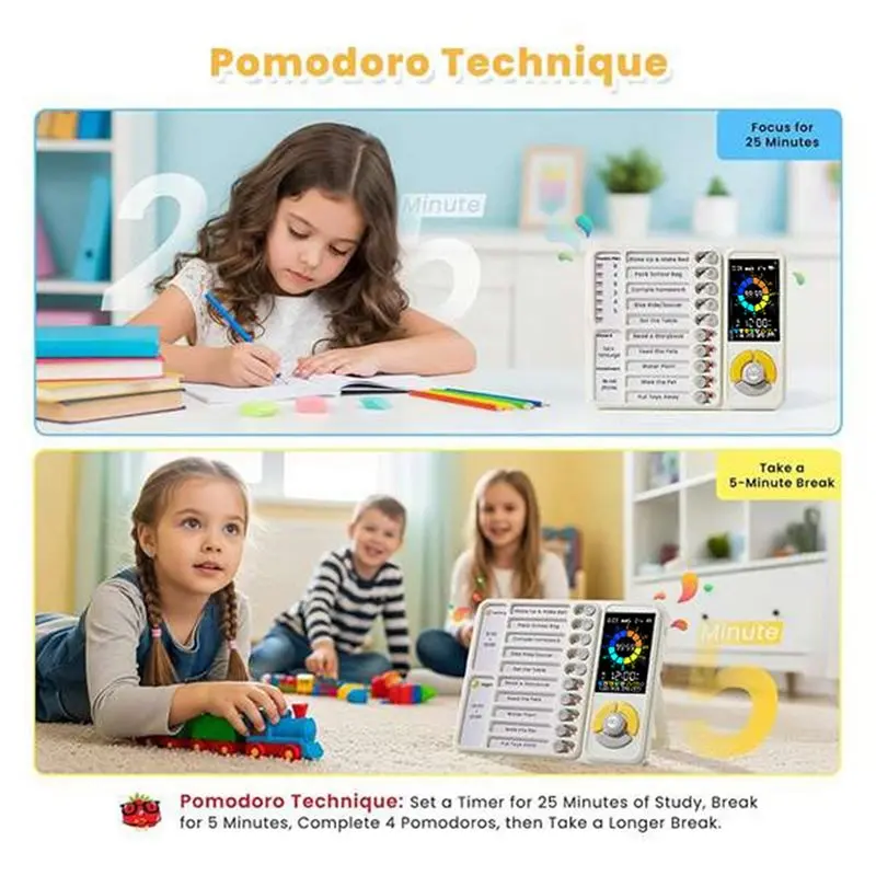 ADHD Visual Timer For Kids Adults, 5-In-1 Design, Task Timer 12/24 Hours, For Kids With Autism Visual Schedule Tool