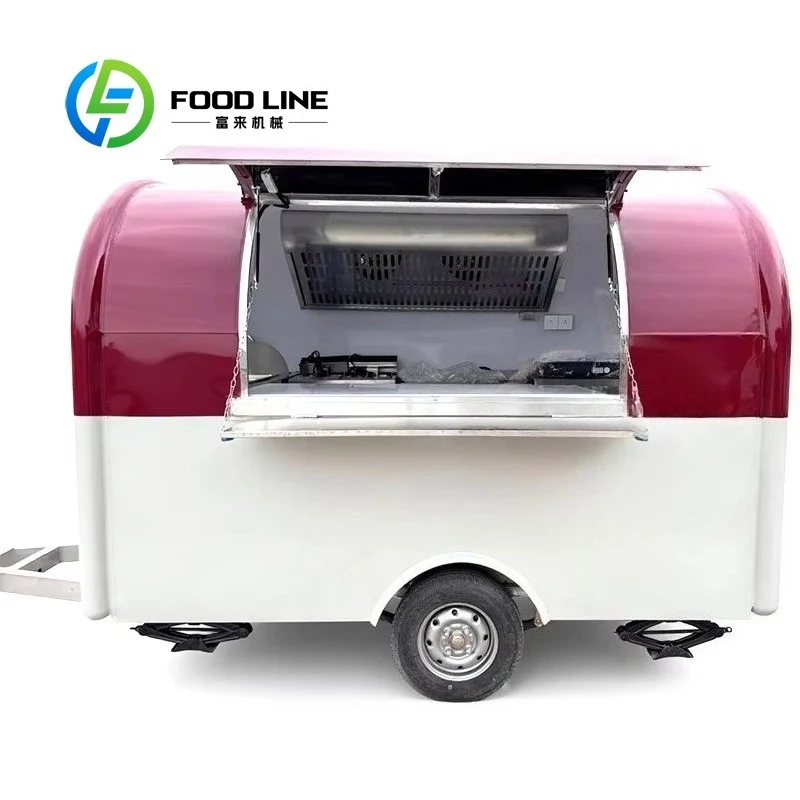 

Customizable Burgundy Fiberglass Mobile Food Trailer Stainless Steel Frame Rust Resistant Built-In Power Heater Portable