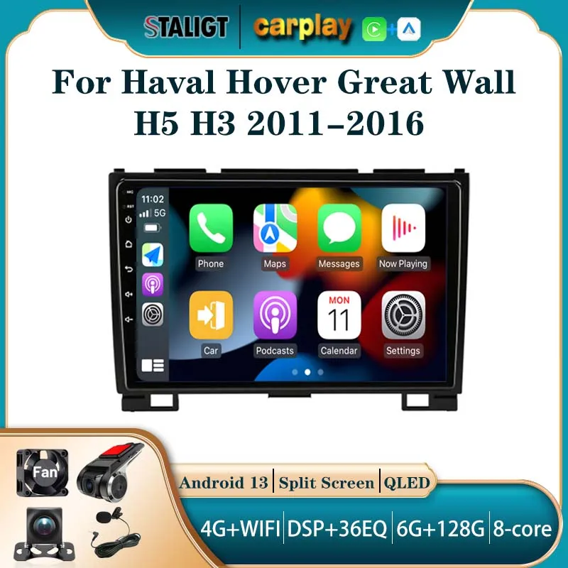 

Car Radio Carplay 8Core For Haval Hover Great Wall H5 H3 2011-2016 Autoradio Car Stereo Android Auto Wireless Bluetooth Video