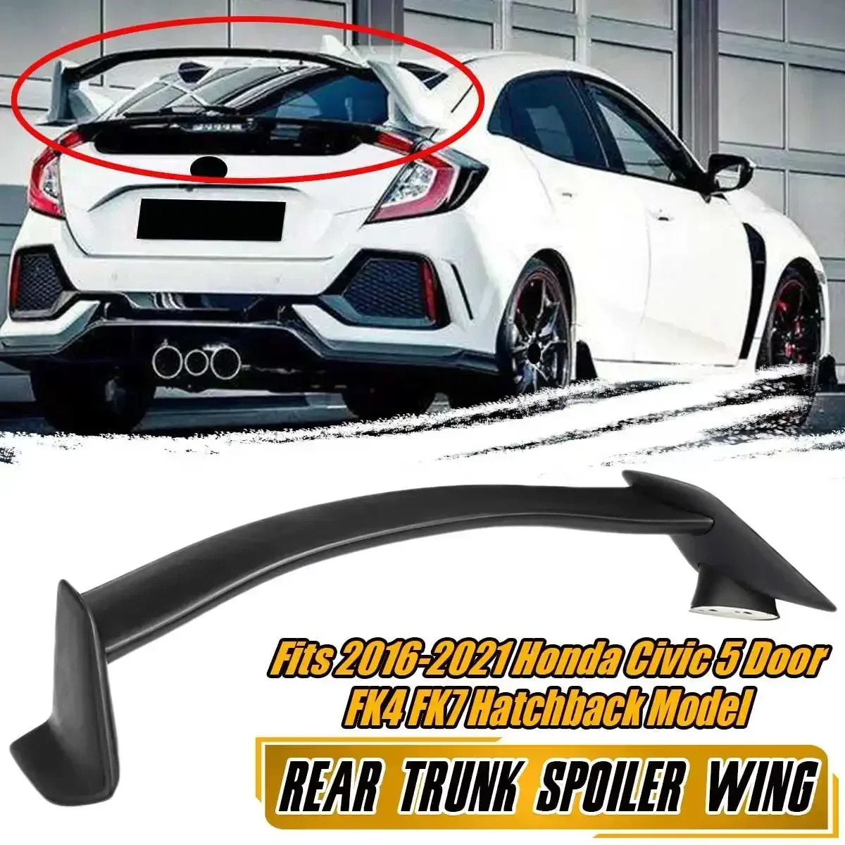 Air Deflector Splitter Body Kit Rear Trunk Wing Sport Boot Lip Tail For Honda Civic 5 Door FK4 FK7 Hatchback 2016-2021 Body Kit