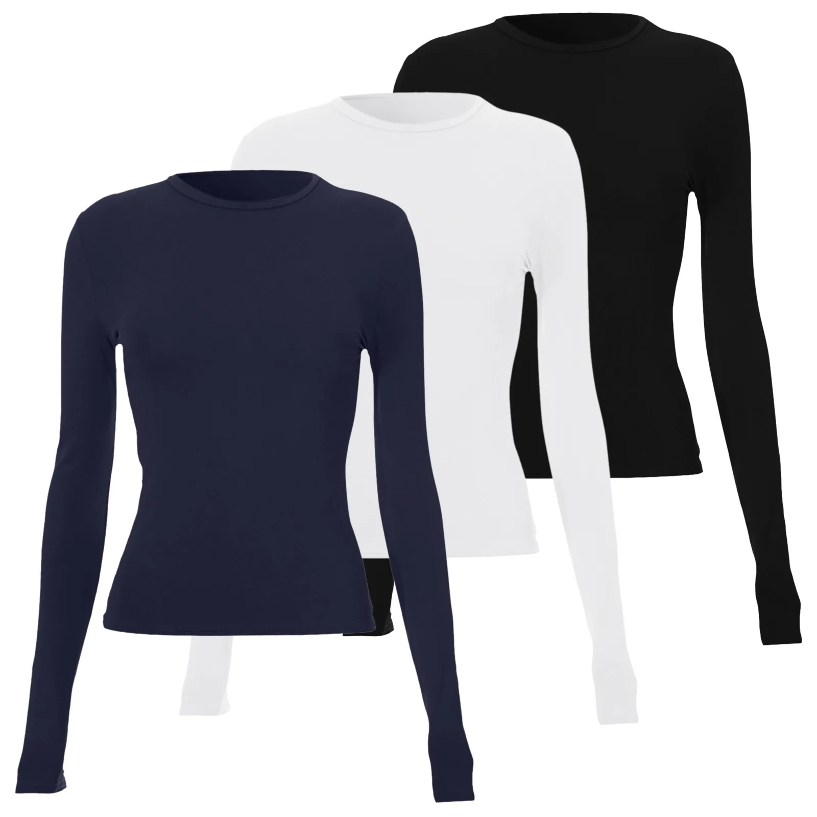 3pcs Women Slim T-Shirt Solid Color Long Sleeve T Shirts Go Out Top Streetwear Tees Camisetas De Mujer image 5