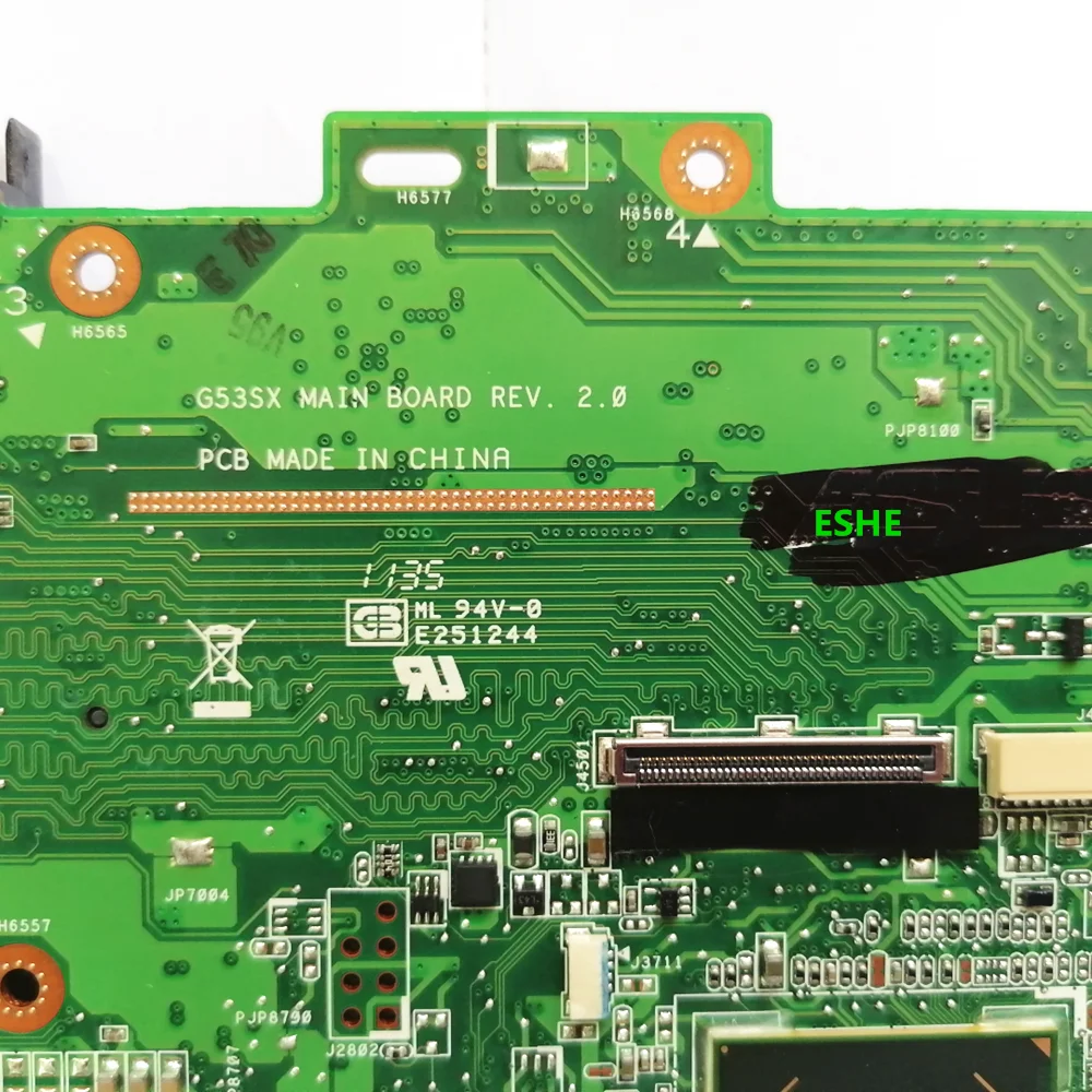 ل ASUS G53SW G53SX VX7 VX7SX G53S اللوحة الرئيسية HM65 مع 2 فتحات ذاكرة الوصول العشوائي اللوحة الأم للكمبيوتر المحمول اختبار العمل 100%